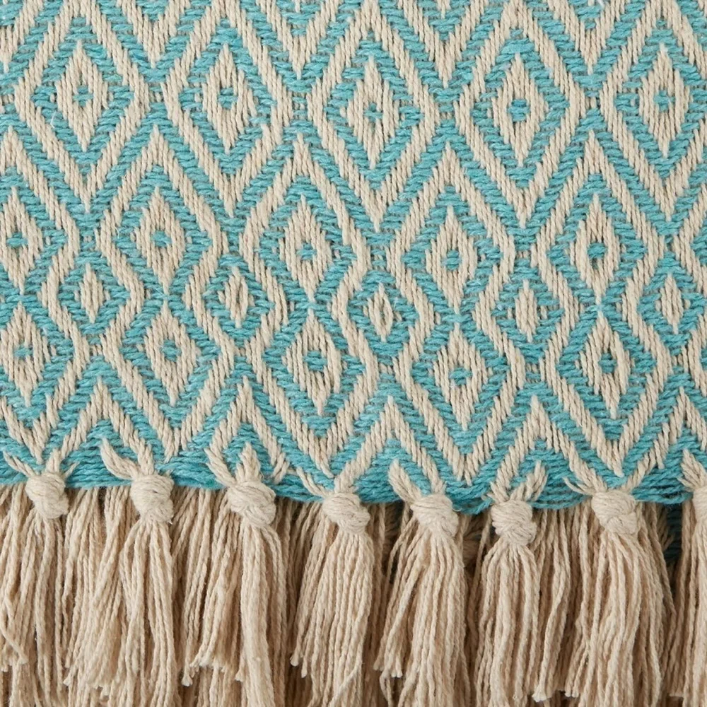 Rustic Farmhouse double diamond woven throw 50x60 inch